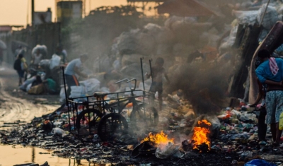 Scavengers Burning Trash, Tondo Garbage Dump, Manila Philippines