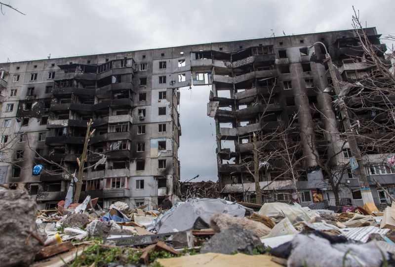 Destroyed building, Borodianka, Kyiv Oblast, 6 April 2022