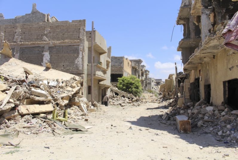 Libya,  Benghazi. Destruction in the city.