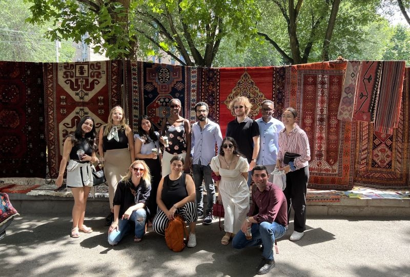 LLM student group photo at Yerevan's market