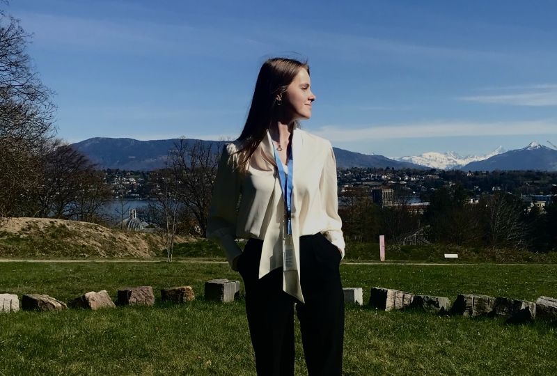 Anastasiya Dziubanava at the Palais des Nations in Geneva