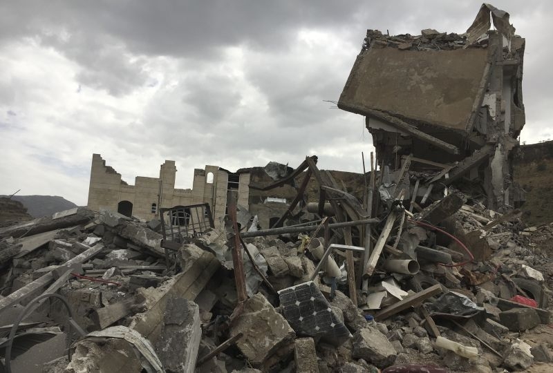 Yemen,  Sana'a, Faj Attan district. Destruction. 