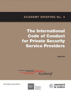 Cover of the Briefing No4: The International Code of Conduct for Private Security Service Providers 